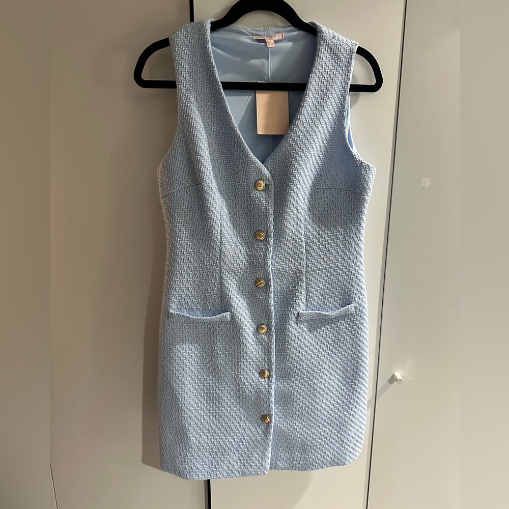 BeBop Blue Sleeveless Sheath Dress for Work